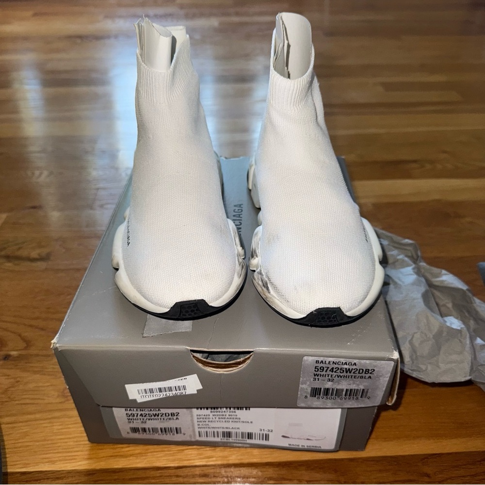 Kids Balenciaga White Speed LT Sock Sneakers